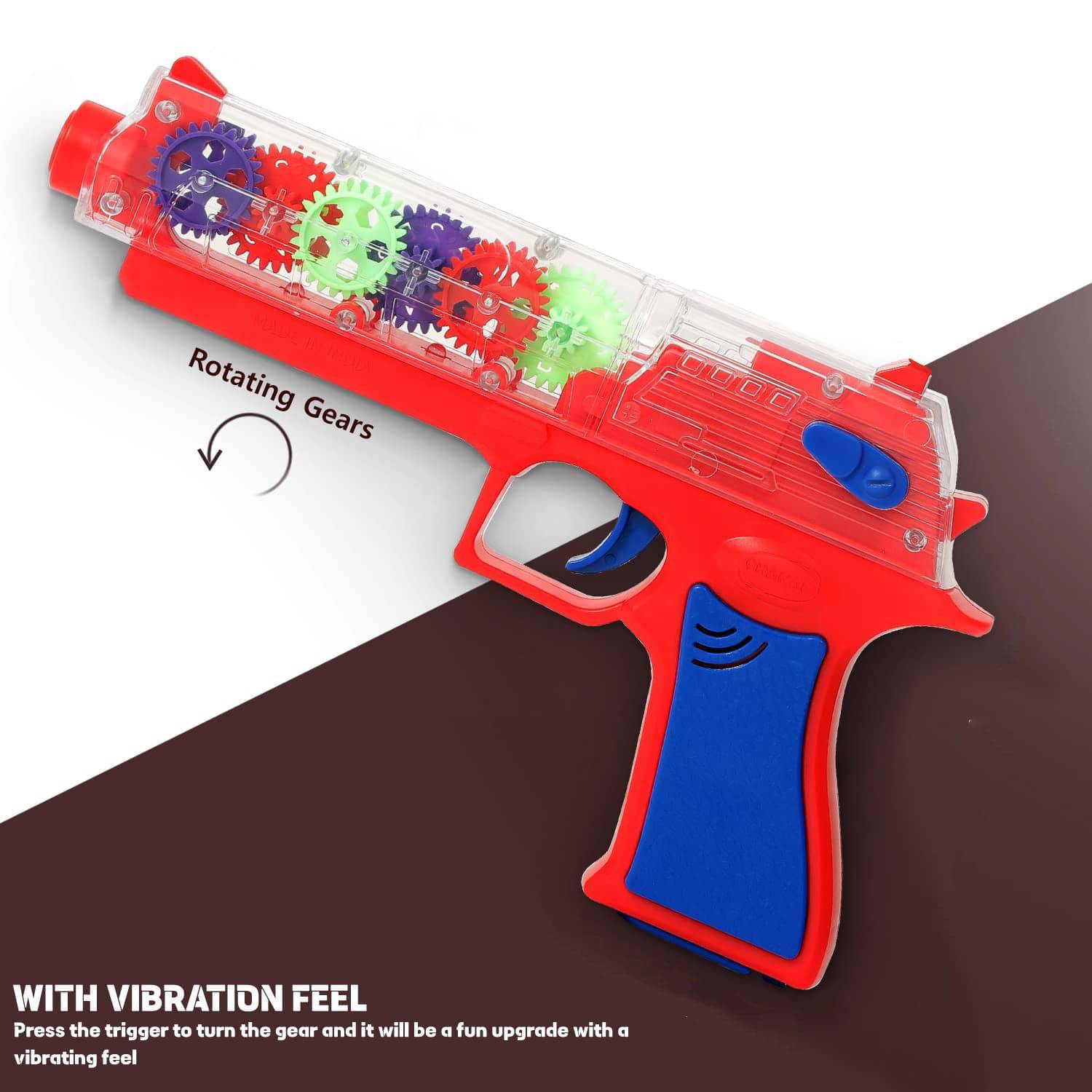 Plastic Gear Simulation Toy Gun for Kids, Pretend Play Gun Toys with 3D Flashing Lights and Exciting Music, Electric Laser Toy Guns with Rotating Gear Mechanism, Toy for Birthday Gift for Kids 3+ Years (Pack of 1) - jugaad.shop