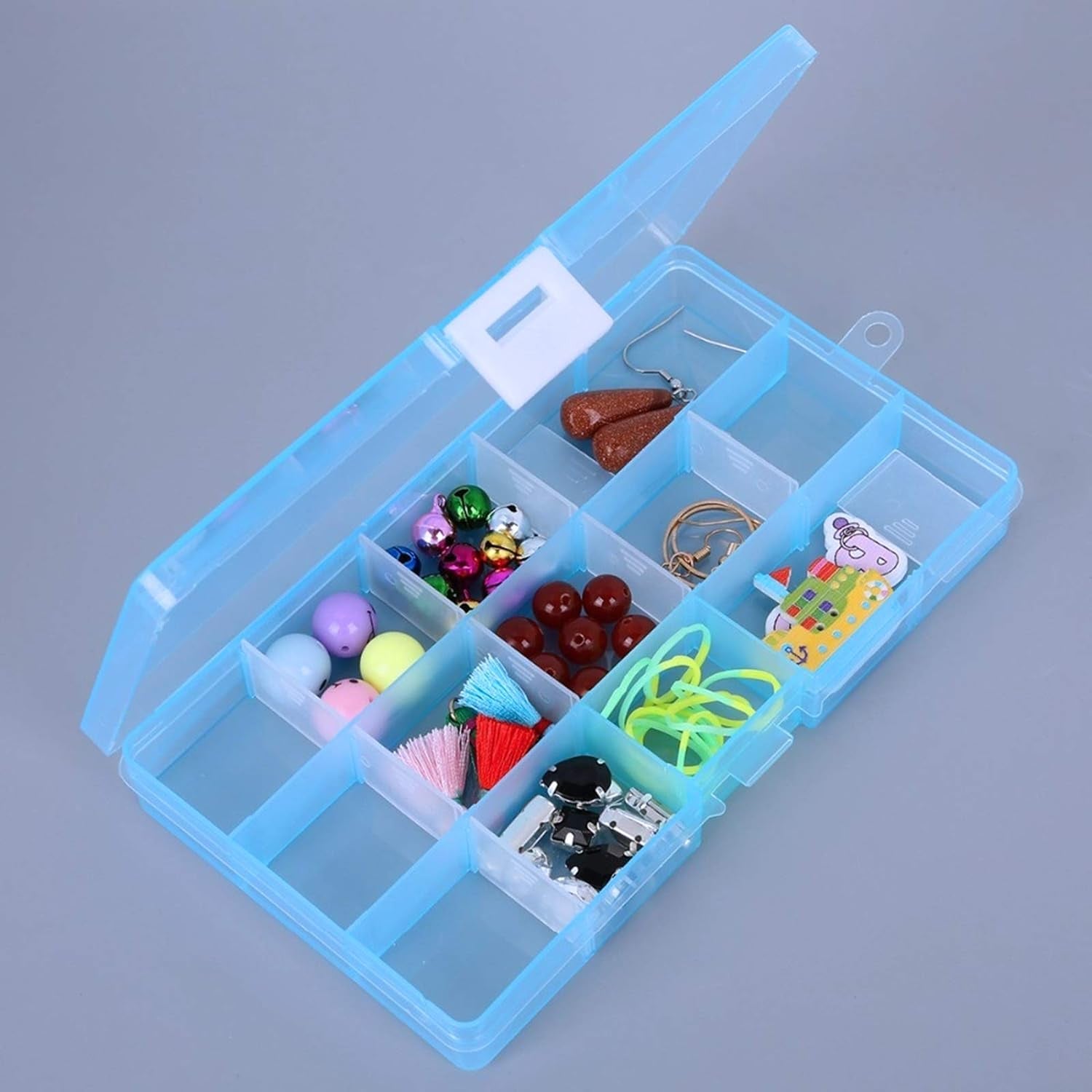 15 Grids Jewelry Organizer Plastic Jewelry Organizer Box Clear Jewelry Organizer Box Plastic Bead Organizers with Adjustable Dividers for Herbs Pills Bead, Jewelry, and Other Small Item (1 Pc) - jugaad.shop