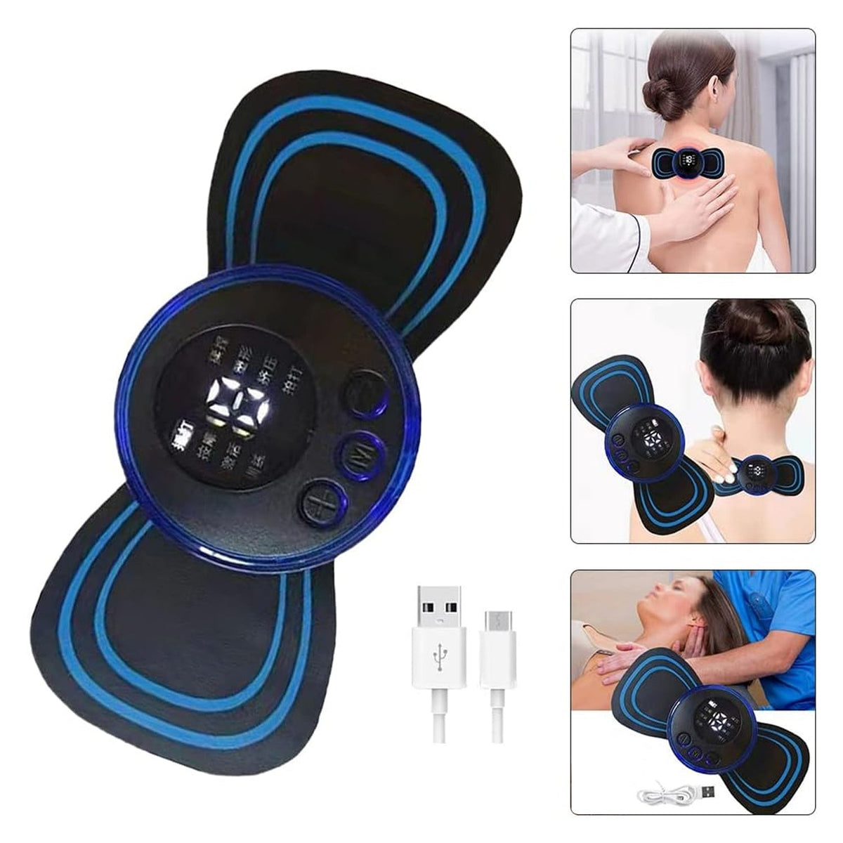 Portable USB Neck Massager Electric Neck Massager Automatic Massage Enhancer Mini Cervical Massager EMS Lymphatic Drainage Massage with Cable - jugaad.shop