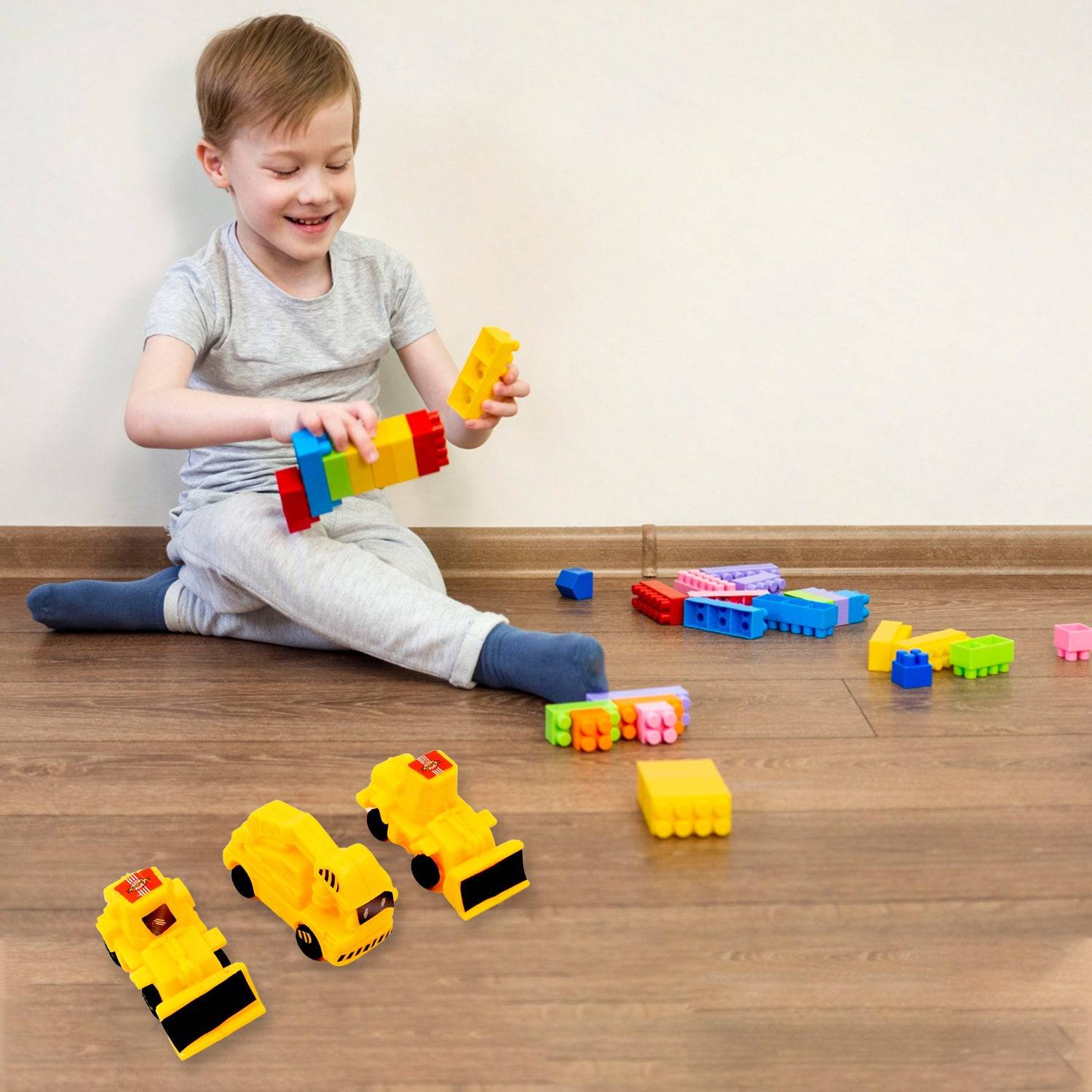 Vehicle Car Engineering Automobile Construction Car Toys Set for Children Kids Crane Excavator Road Roller Forklift Mixer Truck Transporter Truck Machine Construction Toys (6 Pcs Set) - jugaad.shop