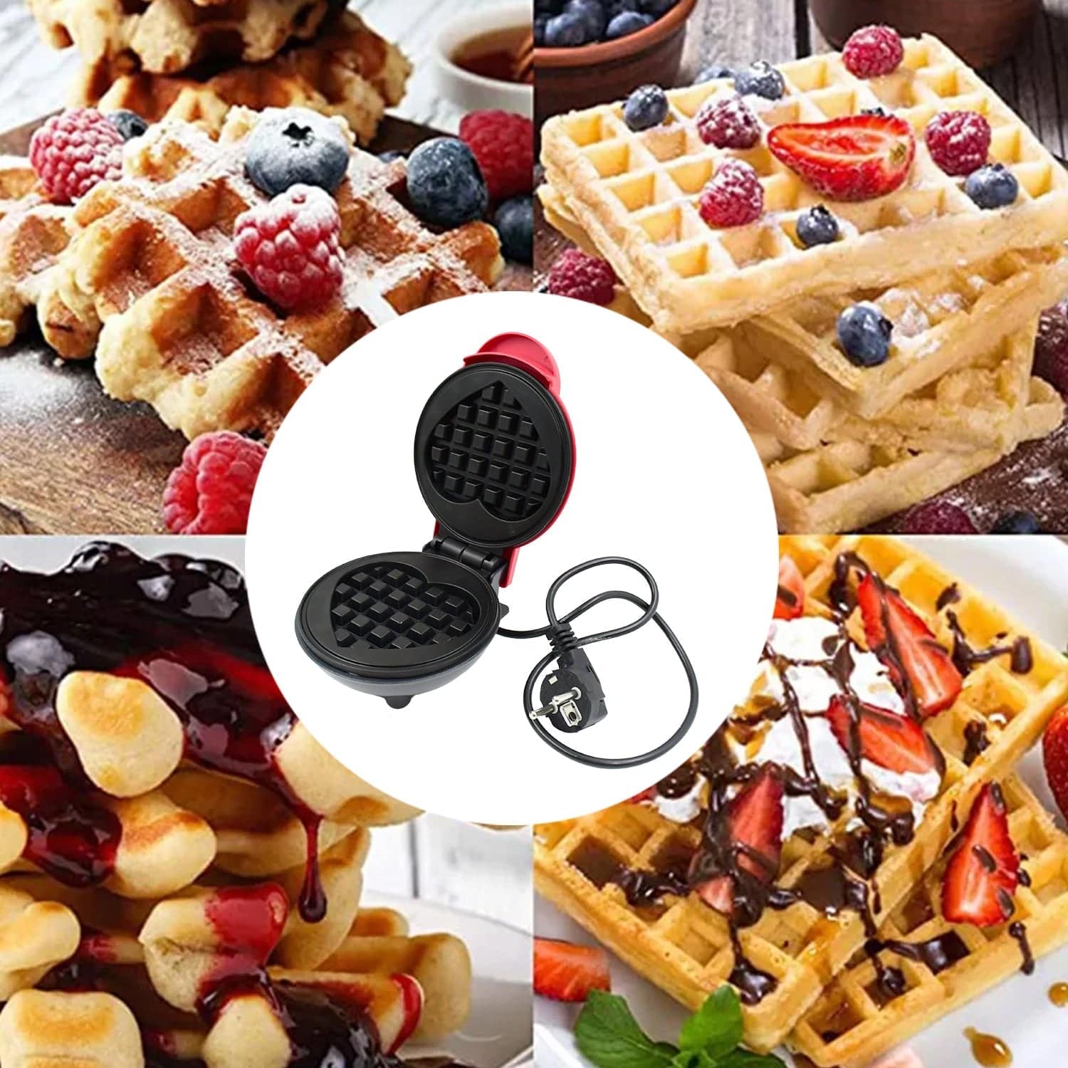 Mini Waffle Maker Machine Waffle Iron Home Appliances Kitchen Gift Easy To Clean, On-Stick Surfaces, Perfect Breakfast, Dessert, Sandwich, Pan Cakes, Paninis / Other Snacks Machine - jugaad.shop