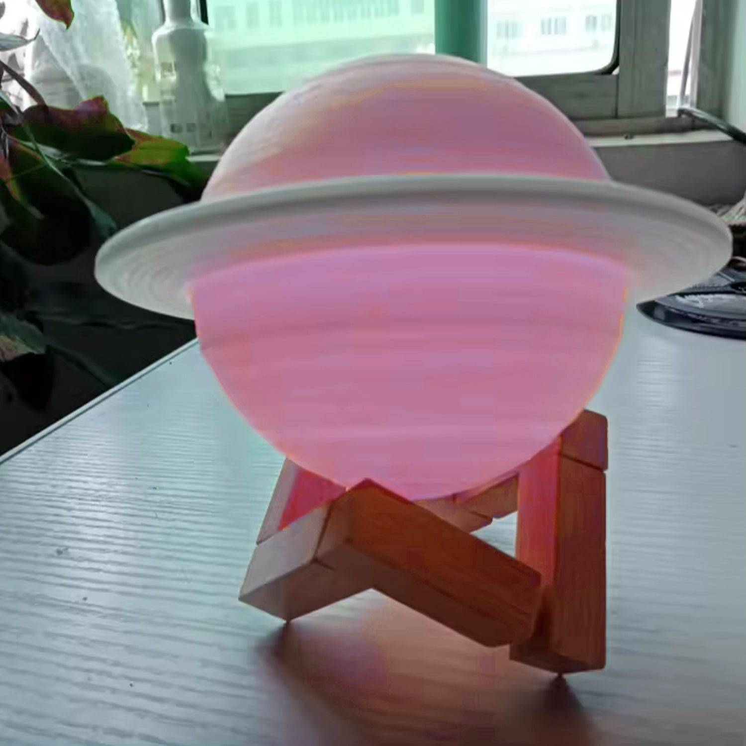 3D Saturn Lamp Home Decoration Bedside Night Light With Base (1 pc / Multicolor) - jugaad.shop