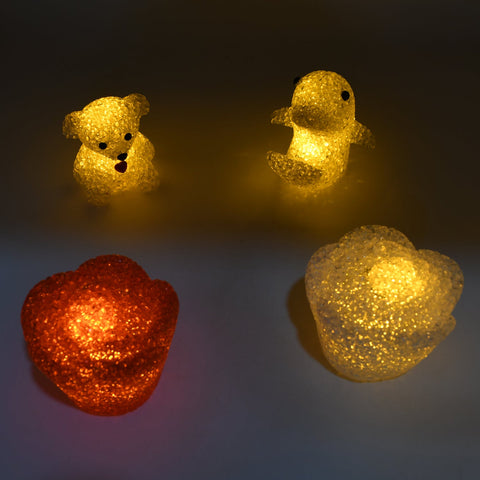 MULTI SHAPE SMALL LIGHT LAMPS LED SHAPE CRYSTAL NIGHT LIGHT LAMP (6 PC SET) - jugaad.shop