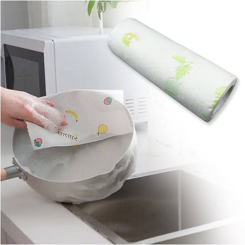 Non Woven Reusable and Washable Kitchen Printed Tissue Roll Non-stick Oil Absorbing Paper Roll Kitchen Special Paper Towel Wipe Paper Dish Cloth Cleaning Cloth 40 sheets / Pulls - jugaad.shop