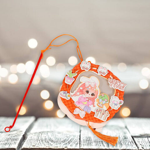 DIY Traditional Lanterns Handmade Cartoon Paper Lanterns, Antique Portable Lantern Hollow-Out Projection Luminescent LED Lamp DIY Hanging Paper Lanterns for Festival Party Decor - jugaad.shop