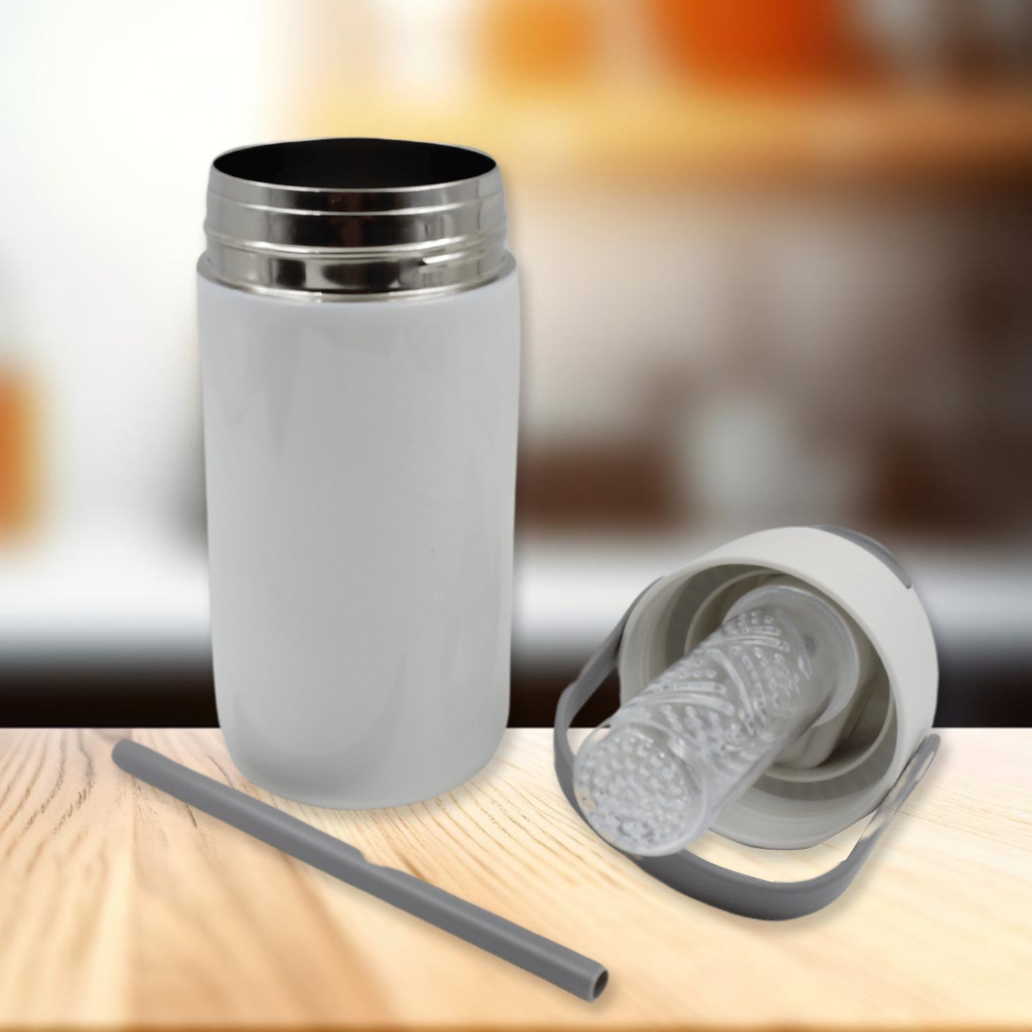 Stainless Steel Mug / Bottle Vacuum Insulated Cup With Handle, Small Cup & Straw (650 ML) - jugaad.shop