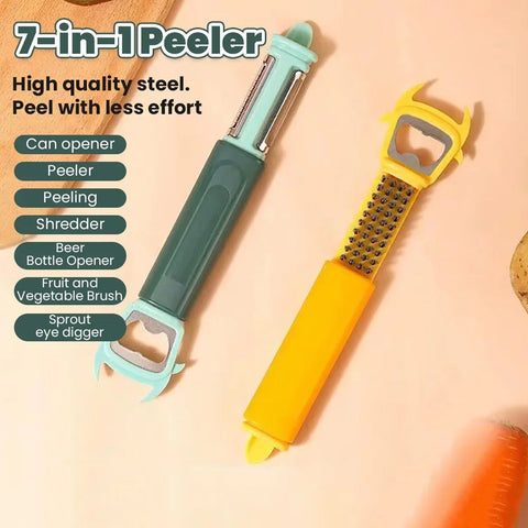 Multifunctional, Vegetable Fruit Peelers Slicer Can Opener 7 In 1 Kitchen Peeler For Veggie Fruit Potato Carrot Durable Kitchen Peeling Tool Non-slip Handle Durable For Potato, Fruit, Vegetables, Carrots, Cucumbers - jugaad.shop