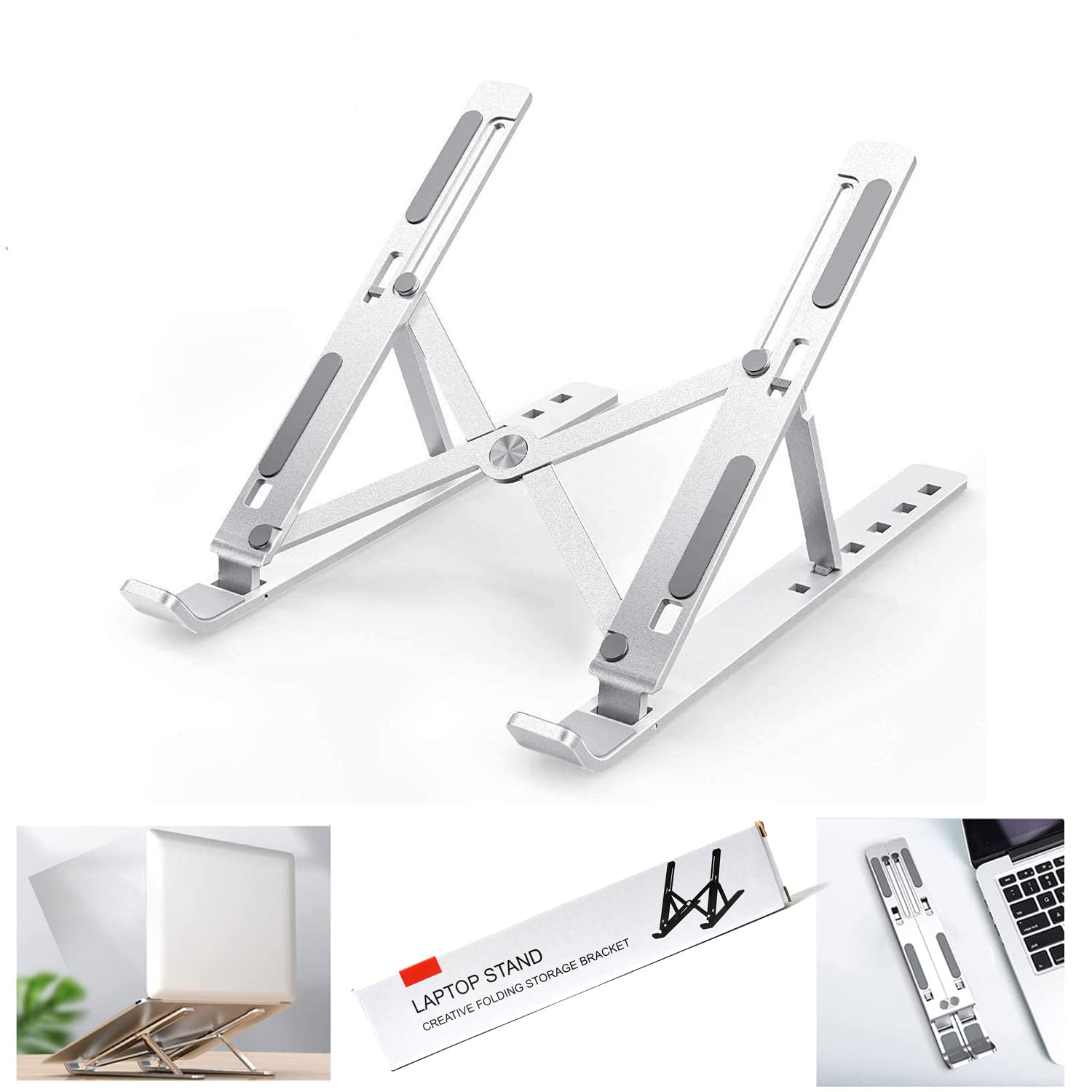 Laptop Stand for Desk | Metal Portable Laptop Stand, with 6 Adjustable Angles | Laptop Riser, Phone, and Tablet Stand | Compatible for All Laptop - jugaad.shop