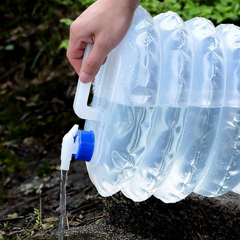 Outdoor Camping Collapsible Portable Water Container with Carry Handle Tap Valve Large Food Grade - jugaad.shop