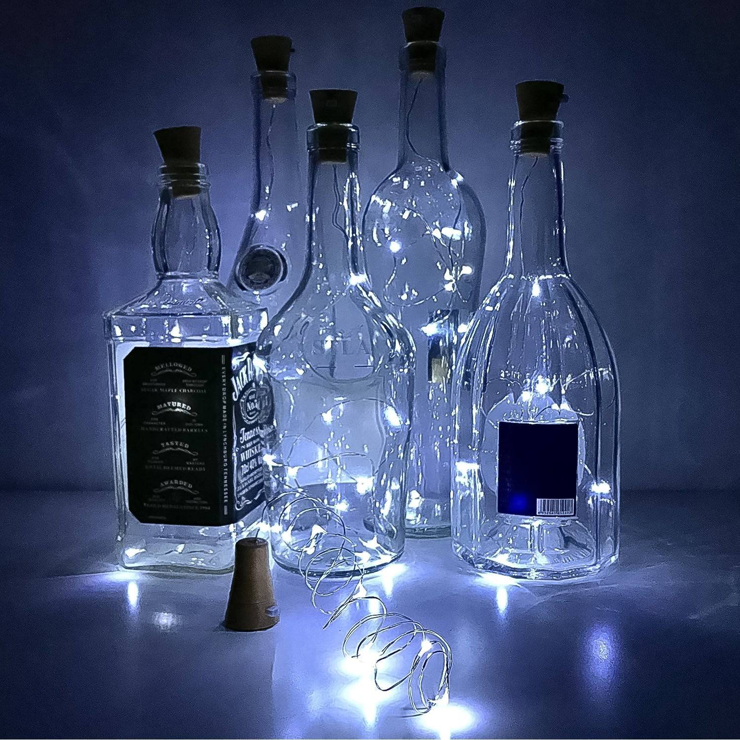 Wine Bottle Cork String Light | Multi LED / 2M Cable Length Copper Wire Battery Operated (White / 1 Pc) - jugaad.shop