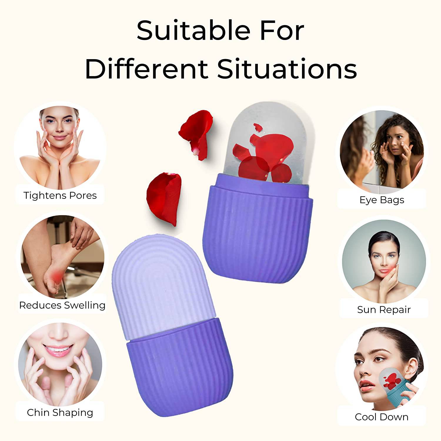 BEAUTY ICE ROLLER FOR FACE MASSAGER & EYE REUSABLE FACE ROLLERS FACIAL ROLLER ( Purple Color) - jugaad.shop