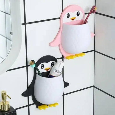 Penguin Storage Box, Adhesive Remote Case, Electric Toothbrushes Holder, Universal Controller Holder, Wall Nightstand, Office Plastic Wall Mount - jugaad.shop