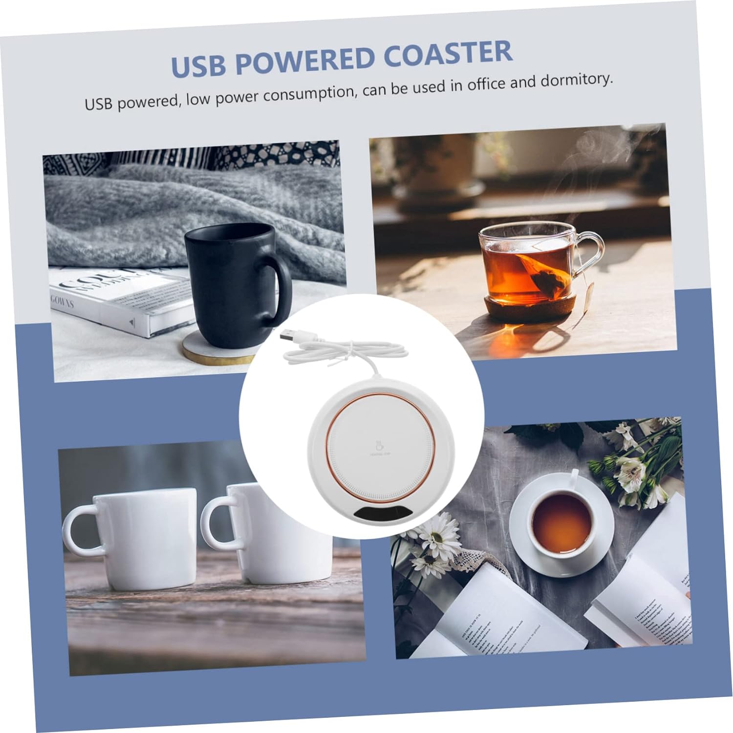 USB Warm Coaster Heated Coffee Mug Portable Office Desk Portable Cup, Heater Coffee Mug Warmer Electric Cup Warmer (1 Pc) - jugaad.shop