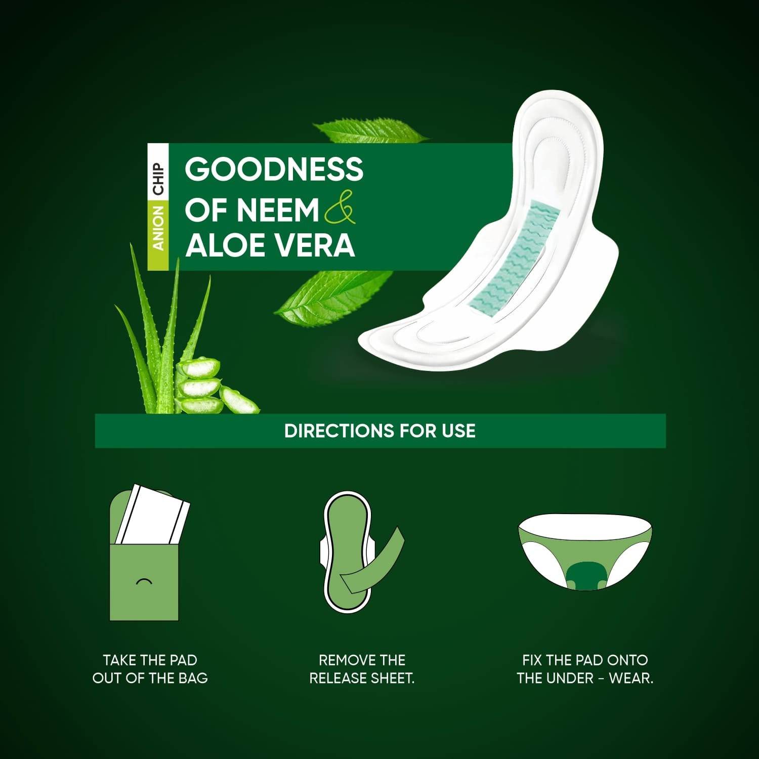 Sanitary Pads for Women With Goodness of Neem & Aloe Vera | Ultra Thin | Leakage Protection | PH Balance | With Antibacterial Anion Chip | 5X More Absorbance (320 mm / 36 Pads) - jugaad.shop