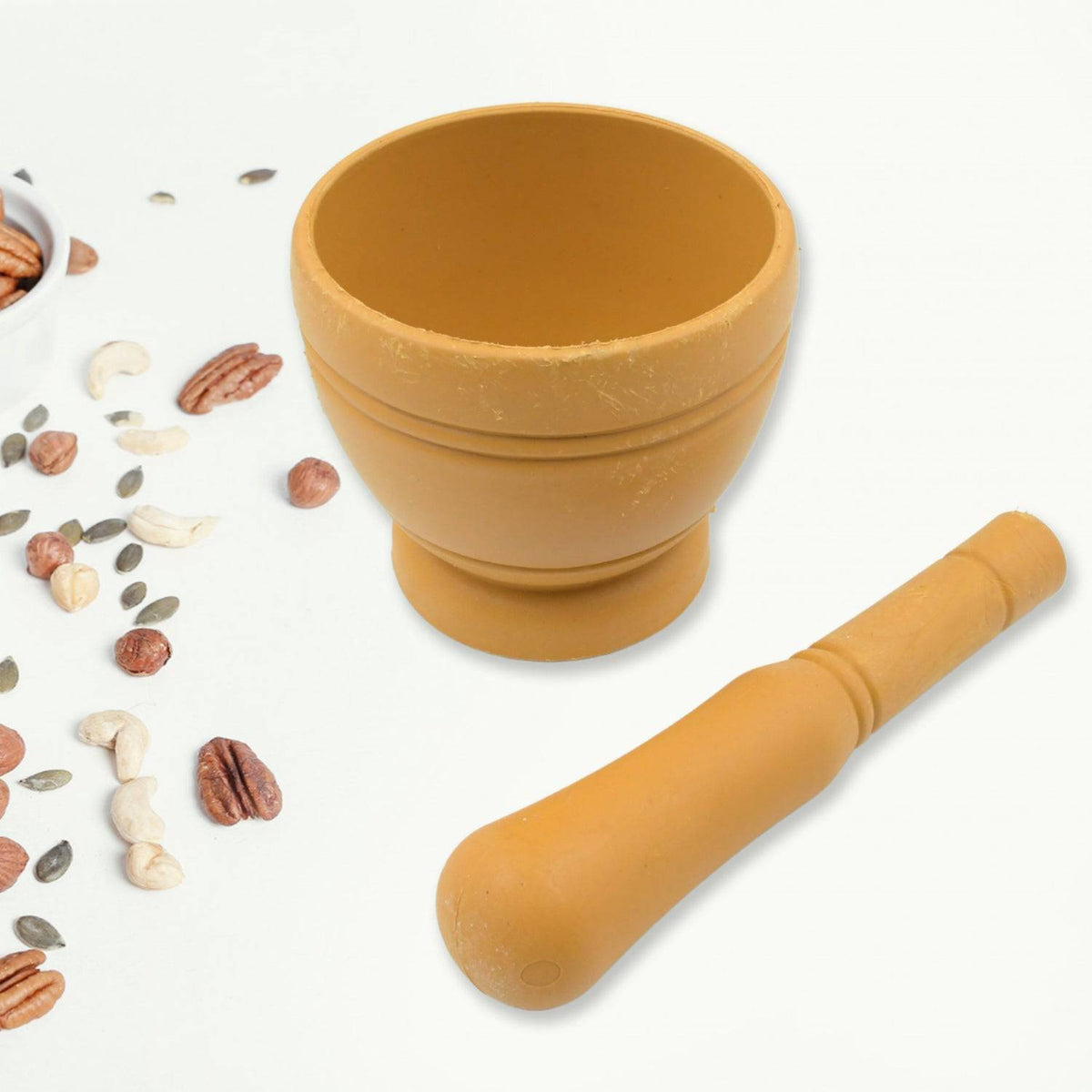 Mortar and Pestle Set for Spices, Okhli Masher, Khalbatta, Kharal, Mixer, Natural & Traditional Grinder and Musal, Well Design for Kitchen, Home, Herb - jugaad.shop