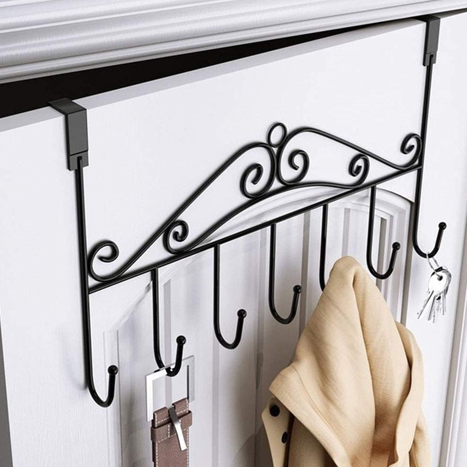 Over The Door Hanger Rack 7 Hooks Decorative Ognazier Hook Rack Stylish Door Hanger Door Hook Hangers with 7 Hooks,Metal Hanging Rack for Home Office Use - jugaad.shop