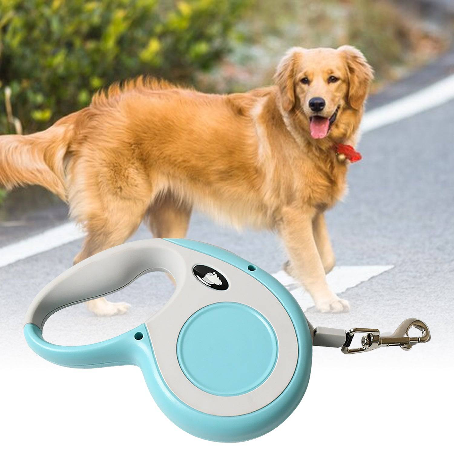 Retractable Dog Leash, Pet Walking Leash with Anti-Slip Handle, Strong Nylon Tape, Tangle-Free, One-Handed One Button Lock & Release, Suitable for Small / Medium Dog Or Cat, 16.5 ft (5 m)  - jugaad.shop