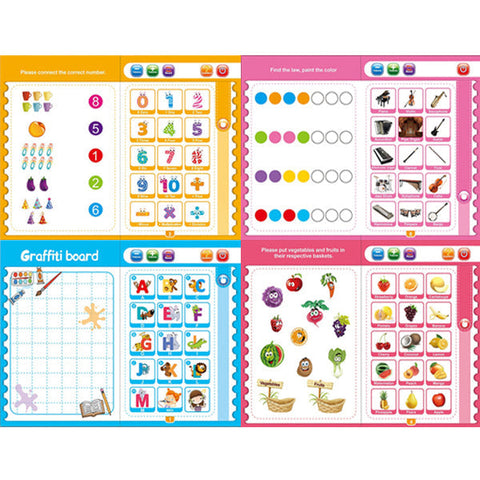 Musical study book teaching numbers and letters to children