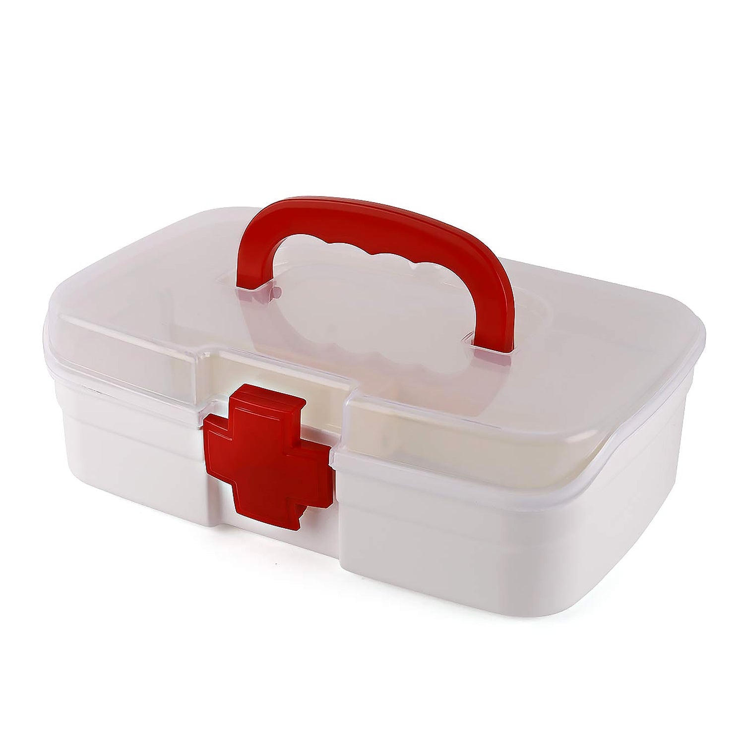 3 Compartment Medical Box, 1 Piece, Indoor Outdoor Medical Utility, Medicine Storage Box, Detachable Tray Medical Box Multi Purpose Regular Medicine, First Aid Box with Handle, Transparent Lid & Color Box  - jugaad.shop