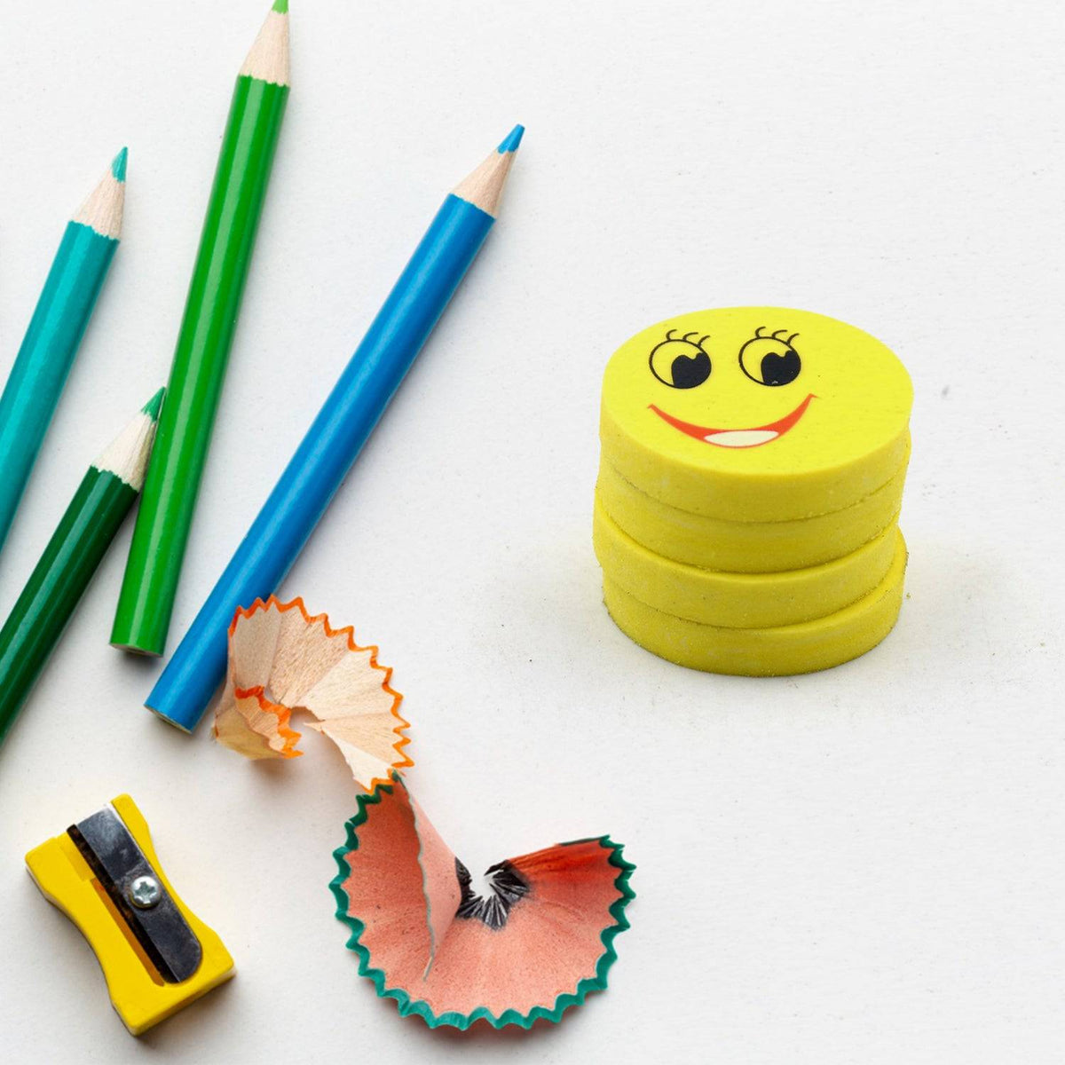 Cute Smile Emoji Erasers, Cute Smile Face Rubber Eraser Dentist Dental Clinic School Kid for School Going Kids/Birthday Party Return Gift Set (4pc Set) - jugaad.shop