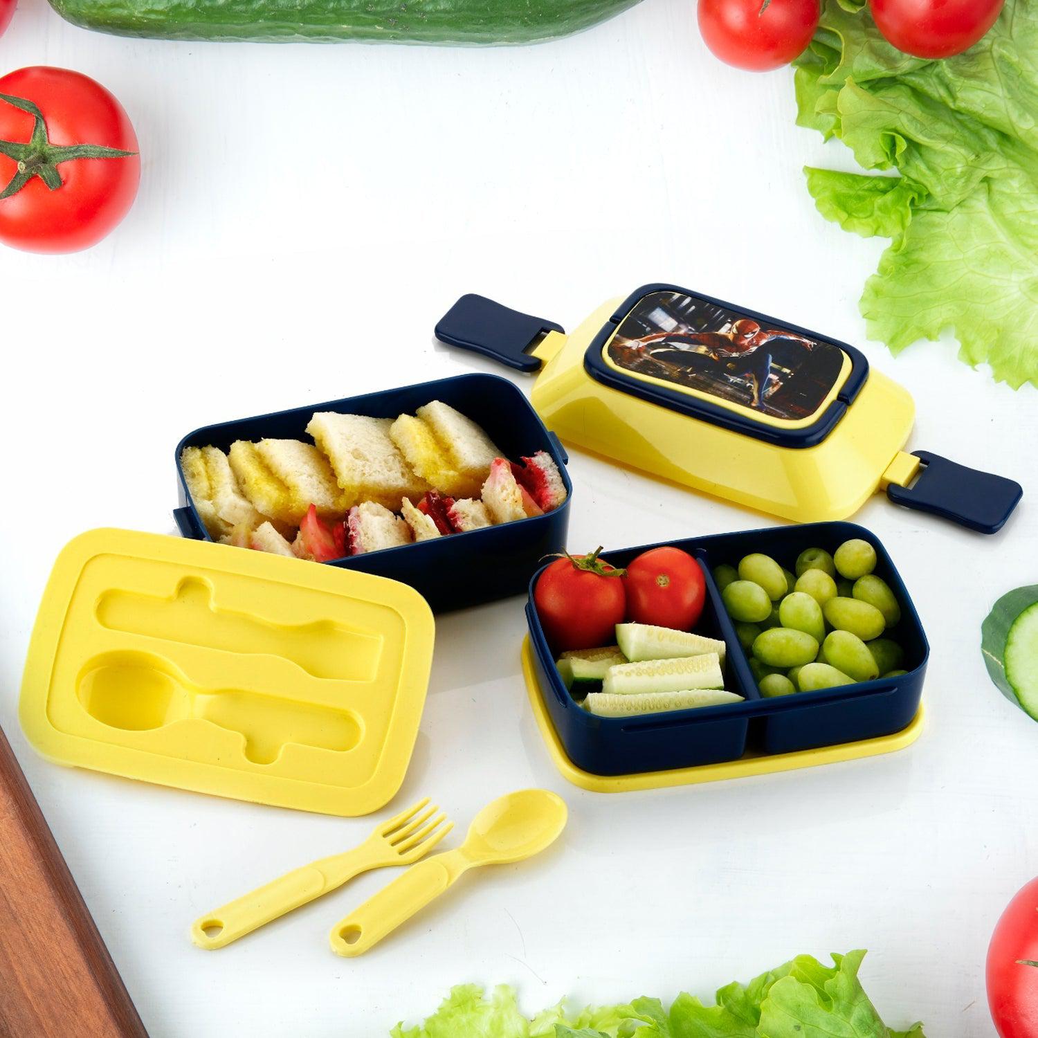 5621 Double Layer Lunch Box Stylish Lid Lunch Box With Fork & Spoon Lunch Box For Children School Lunch Box  - jugaad.shop