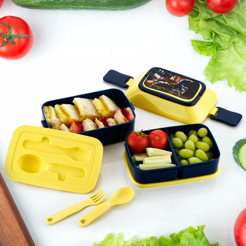 5621 Double Layer Lunch Box Stylish Lid Lunch Box With Fork & Spoon Lunch Box For Children School Lunch Box  - jugaad.shop