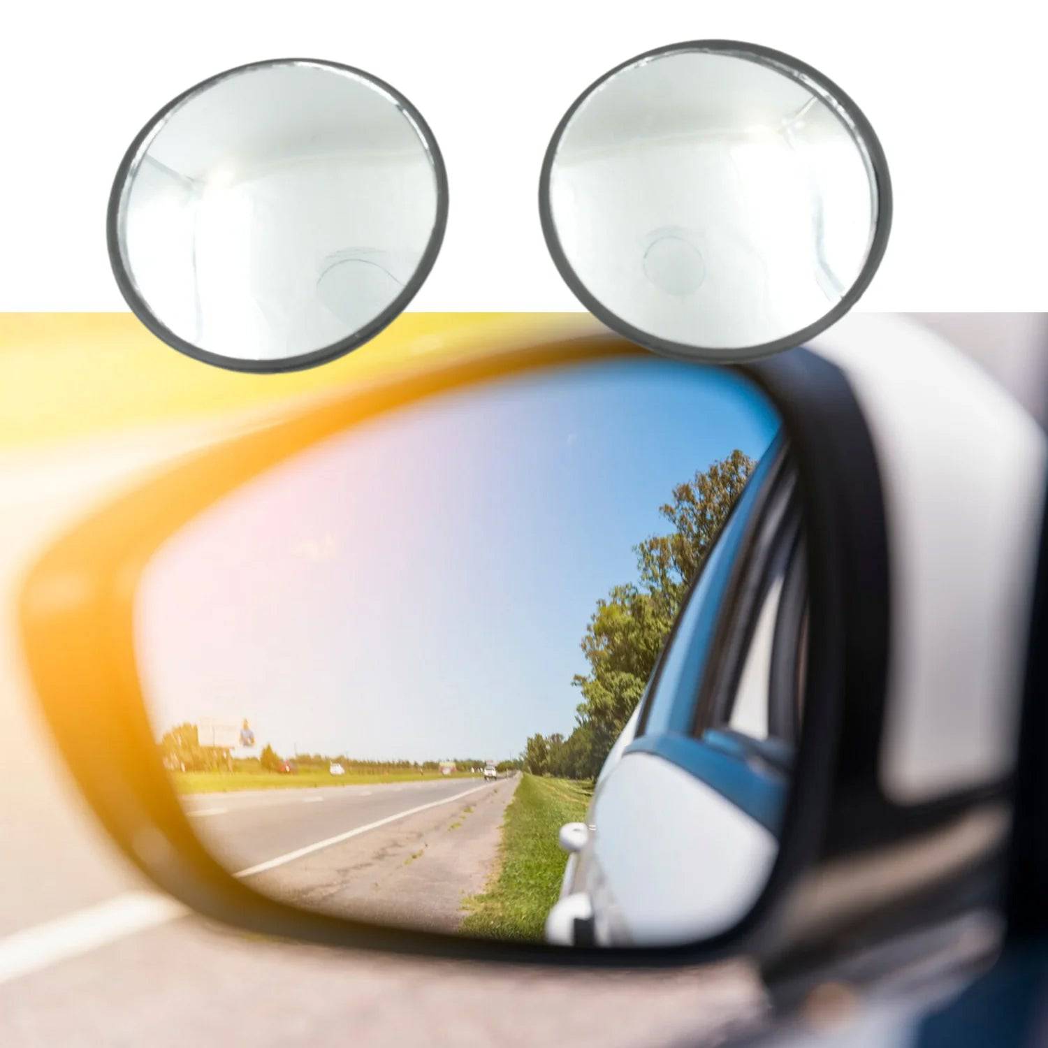 Car Blind Spot Side Mirror Round HD Glass Blindspot Mirror Convex Rear View Mirror, Car Mirror Accessories Suitable to All Cars, Frameless Design (2 Pcs Set) - jugaad.shop