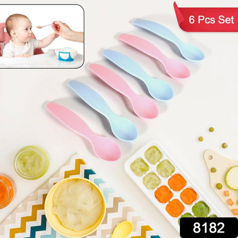 Kids Cute Food Grade Foods Feeding Training Baby Spoon (Set of 6 pcs) - jugaad.shop