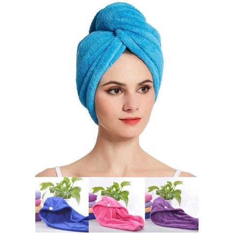 Microfiber Hair Wrap Towel Cap, Quick Turban Hair-Drying Absorbent Microfiber Towel / Dry Shower Caps (1 Pc) - jugaad.shop