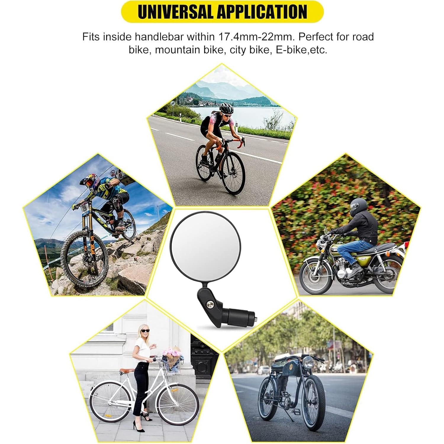 Bar End Bike Mirror, Safe Rearview Mirror 360° Rotatable & Foldable Safety Bicycle Rear View Mirror, Mirror Durable Bike Mirror (1 Pc) - jugaad.shop