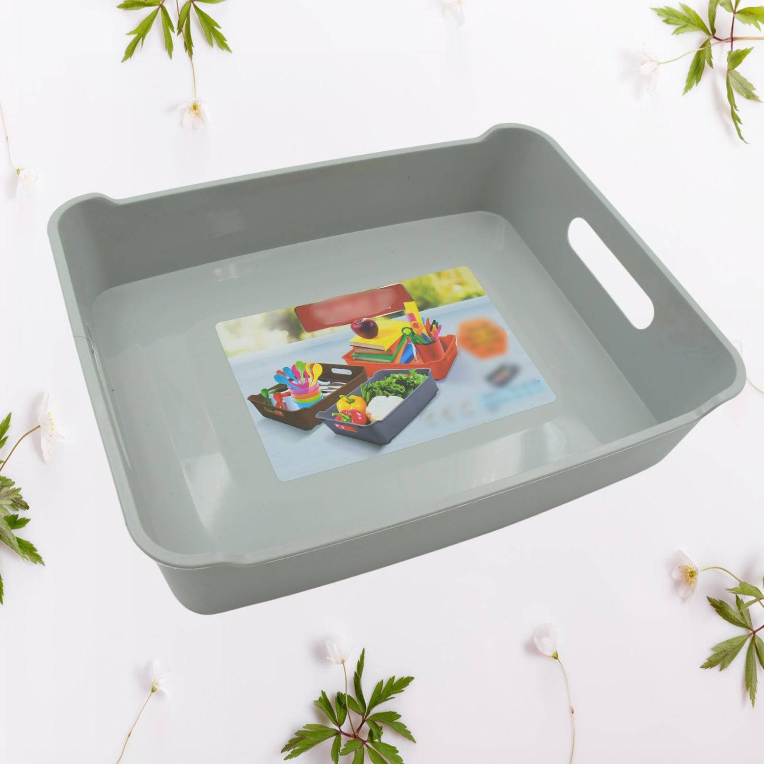 Multipurpose Organising & Storage Plastic Tray,  Fruit & Vegetable/ Multi Purpose Tray, Organizer for Kitchen, Countertop, Cabinet, Bathroom Plastic Storage Basket For Store Fruits, Vegetables, Magazines, Cosmetics, Stationary Set of 3 - jugaad.shop