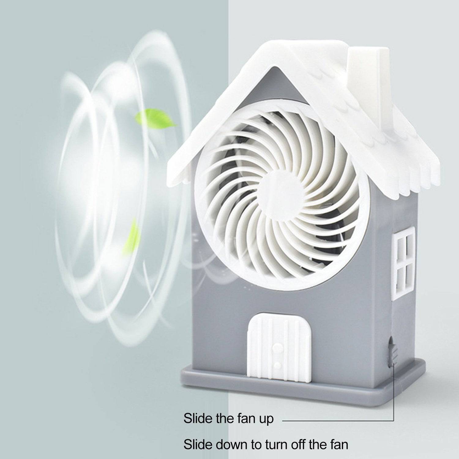 Mini House Fan House Design Rechargeable Portable Personal Desk Fan For Home , Office & Kids Use (Battery Not Include) - jugaad.shop