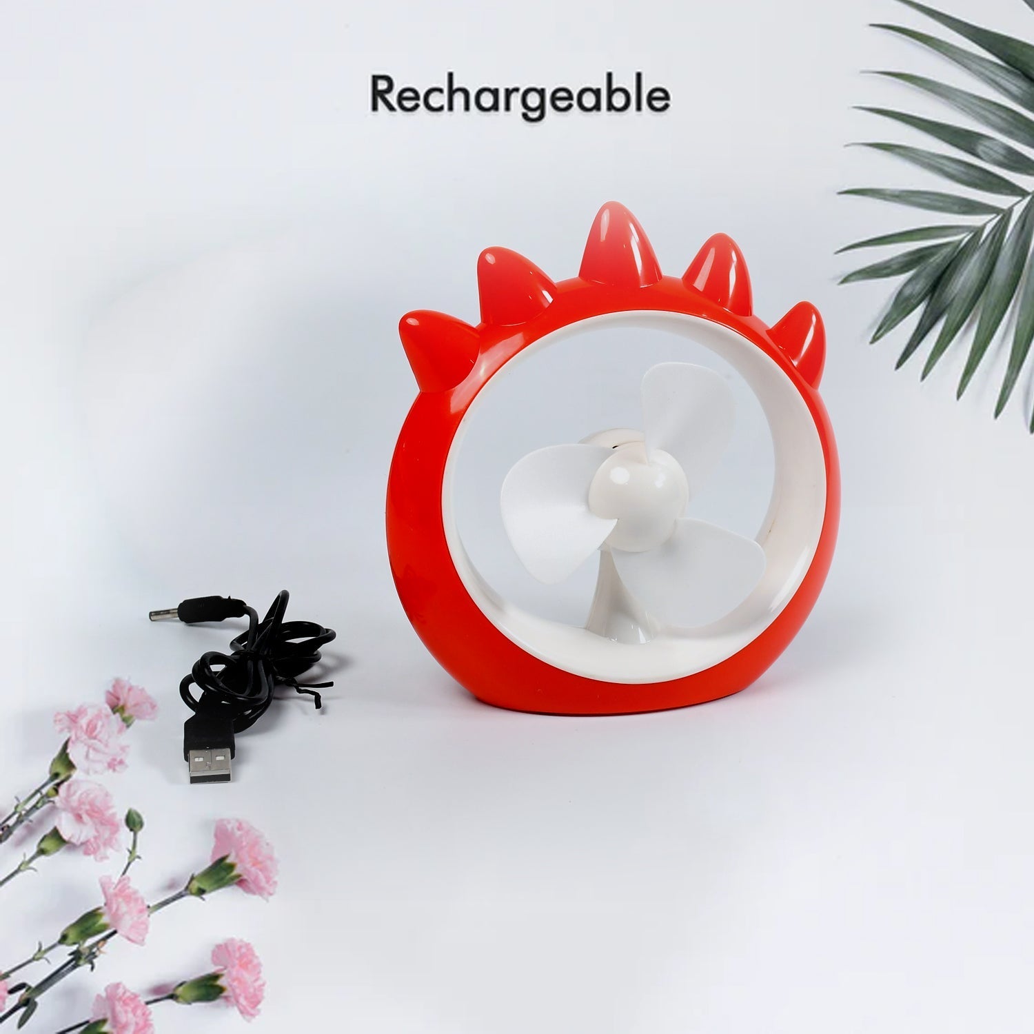 MINI DESKTOP FAN RECHARGEABLE TABLE FAN HANDHELD FAN USB FAN DESK FAN COOLING FAN FOR HOME , OFFICE , CAR, & MULTI USE FAN (Battery Not Include) - jugaad.shop