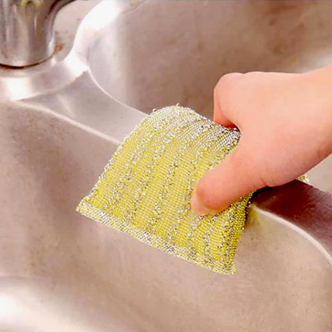 Kitchen Cleaning Tool Set Microfiber Kitchen Utensils High Performance Scouring Sponge Set Dish Sponge, Stainless Steel Scouring Pad (6 Pcs Set) - jugaad.shop