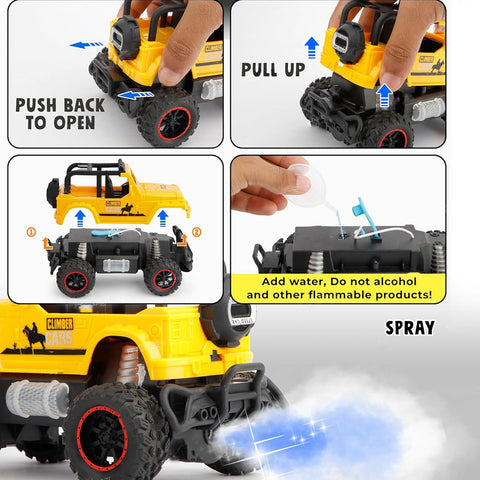 Mist Spray Race Car Toy Off Road Speed Car With Smoke (Water Sprayer Mist With Light) High Strength Climbing Power & Smoke Effect (Color May Vary), Kids - jugaad.shop