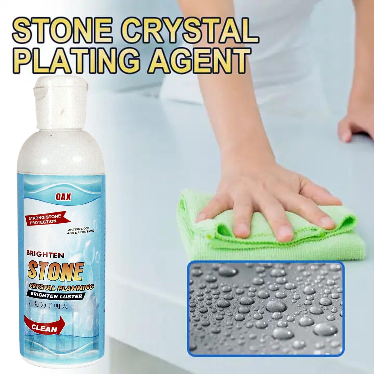 Stone Stain Remover Cleaner, Stone Crystal Plating Agent, Marble Stone Cleaner Polishes, Crystal Plating for Kitchen, Patio, Backyard Marble Cleaner and Polish (75 ML Approx / 1 pc) - jugaad.shop