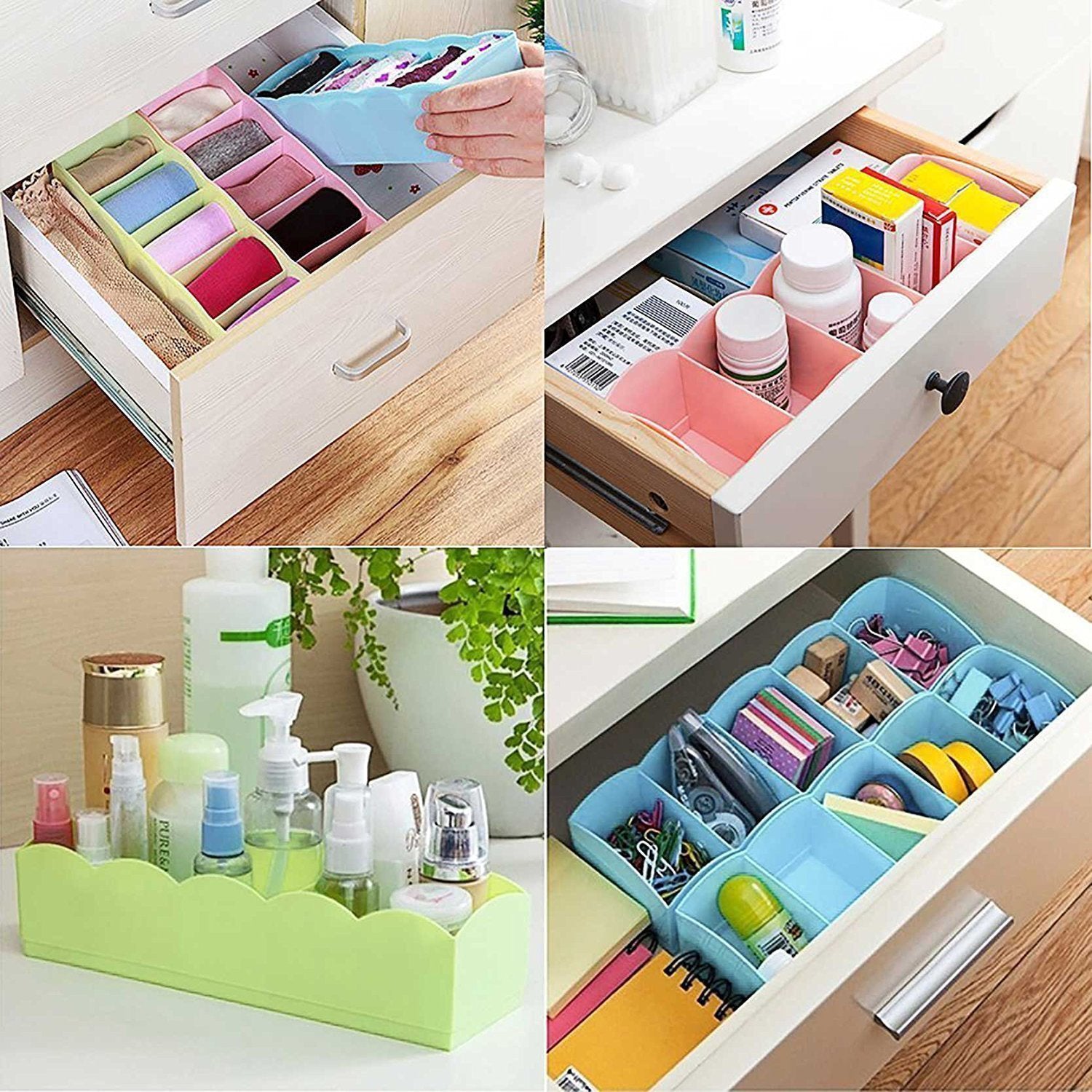 Multi-Function Desktop Drawer Storage Box Clothing Organizer 5 Grid Storage Box Underwear Socks ,Ties Organizer Box (4 Pc Set) - jugaad.shop