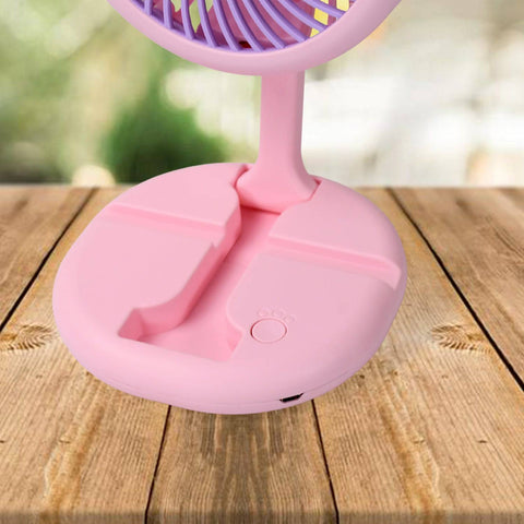 USB Rechargeable Portable Fan With LED Light Heavy Duty & Foldable Fan With Charging Port Home, Outdoor, Temple - jugaad.shop