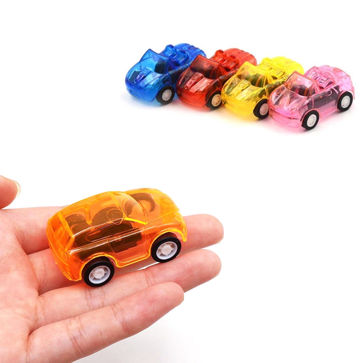 Pull back car toy for children’s fun.