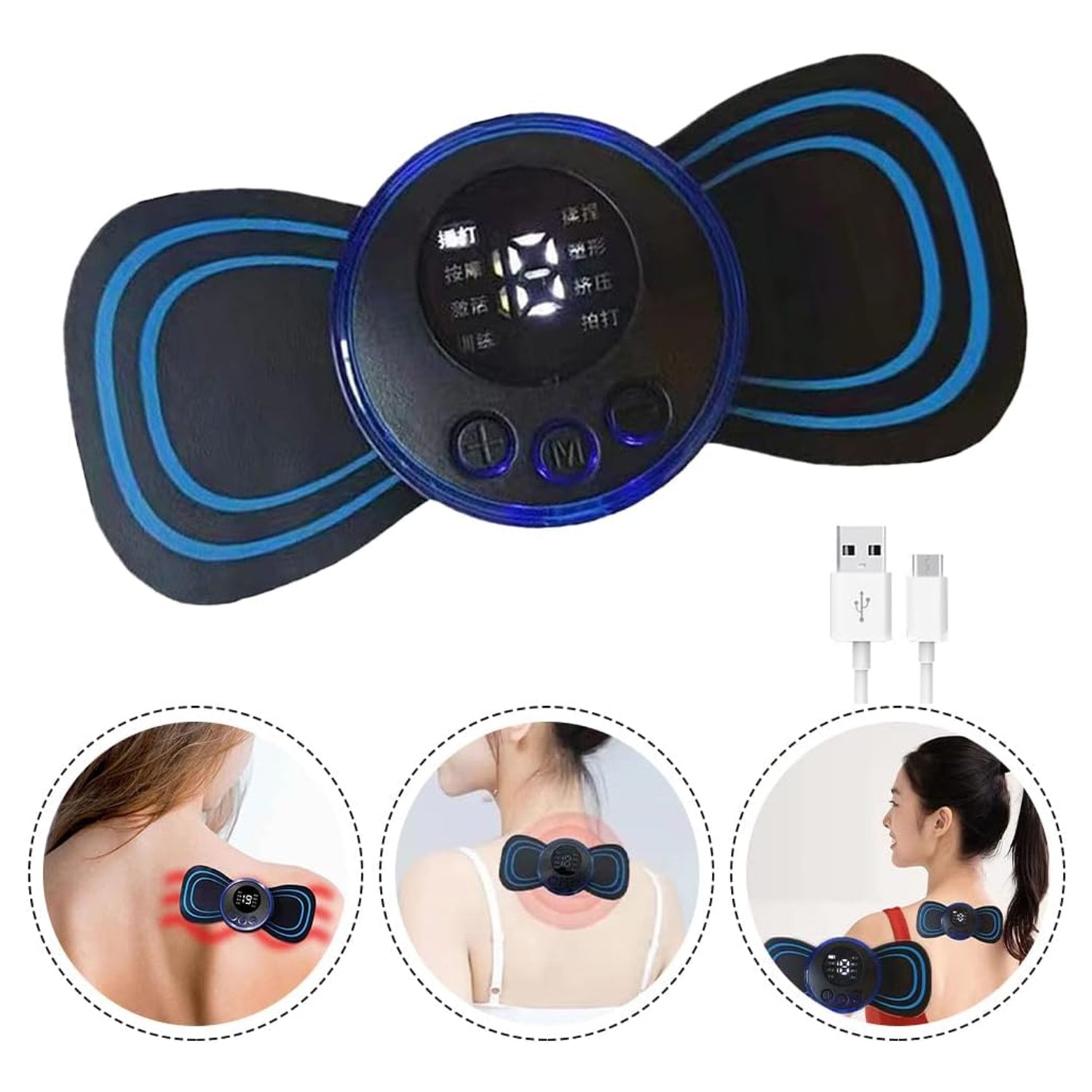 Portable USB Neck Massager Electric Neck Massager Automatic Massage Enhancer Mini Cervical Massager EMS Lymphatic Drainage Massage with Cable - jugaad.shop