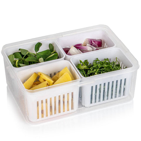 Fridge Storage Boxes Freezer Storage Containers, Container for Kitchen Storage Set, Storage in Kitchen, Vegetable Storage, Draining Crisper Refrigerator Food Box (1 Pc) - jugaad.shop