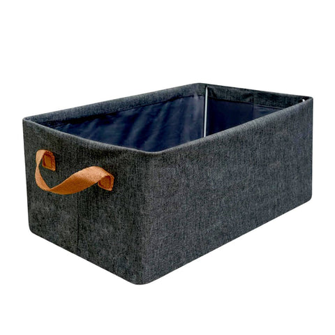 FOLDABLE STORAGE BOX WITH LID AND HANDLES, COTTON AND LINEN STORAGE BINS AND BASKETS ORGANIZER FOR NURSERY, CLOSET, BEDROOM, HOME (45 Cm) - jugaad.shop