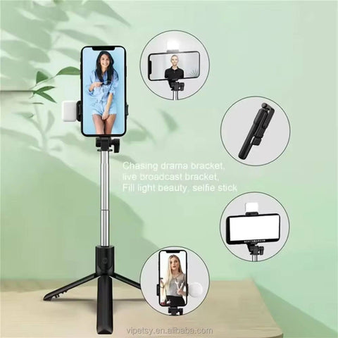 Portable Foldable Selfie Stick with Remote Control, 3-Axis Tripod Hand Stabilizer for Smartphones, TikTok Vlog YouTuber Video Recording (1 Pc) - jugaad.shop