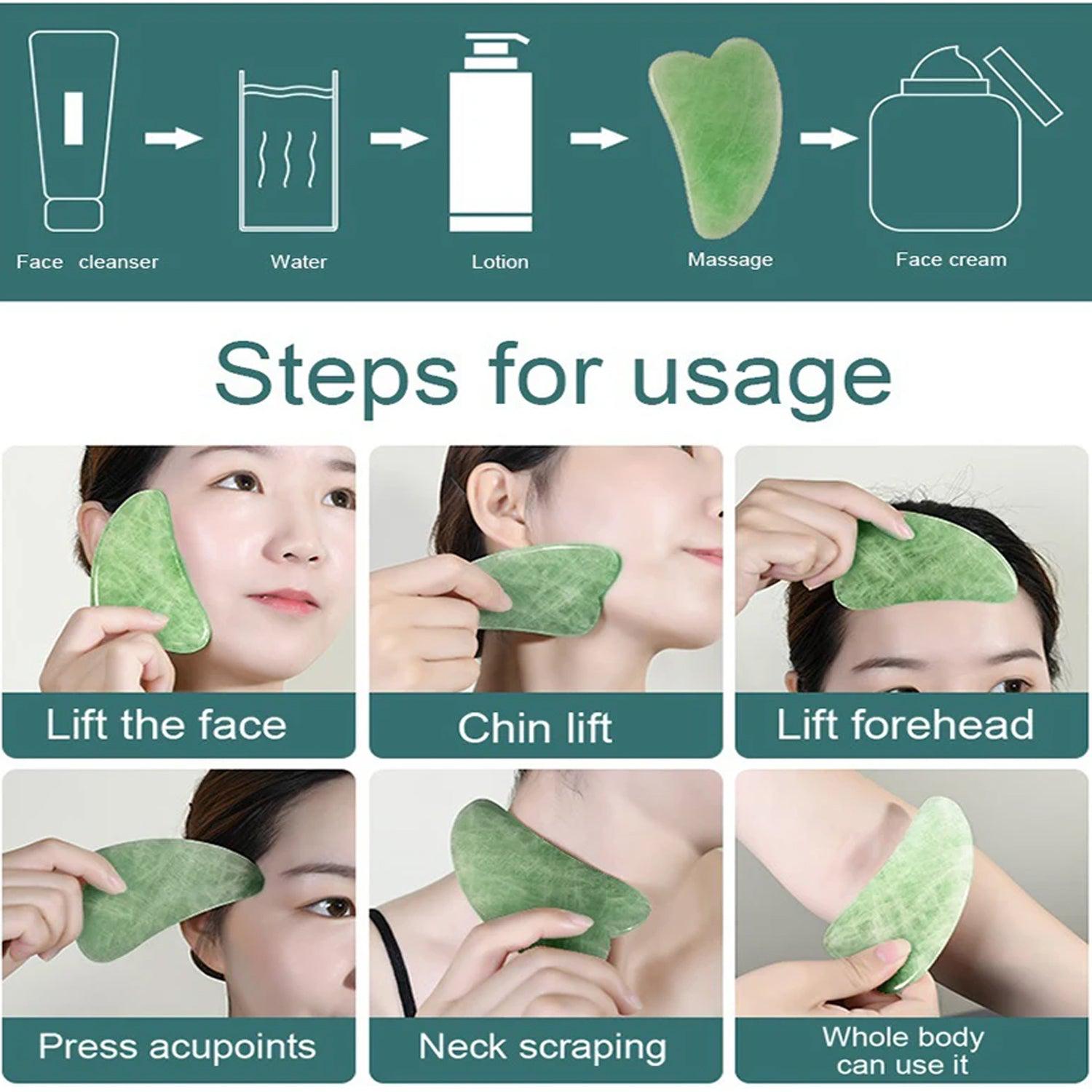 Gua Sha Stone and Anti Aging Jade Roller Massager for Face Massage Natural Face Skincare Massager & Face Roller Massager for Women | Face Shaper Jade Roller and Gua Sha Set for Glowing Skin - jugaad.shop