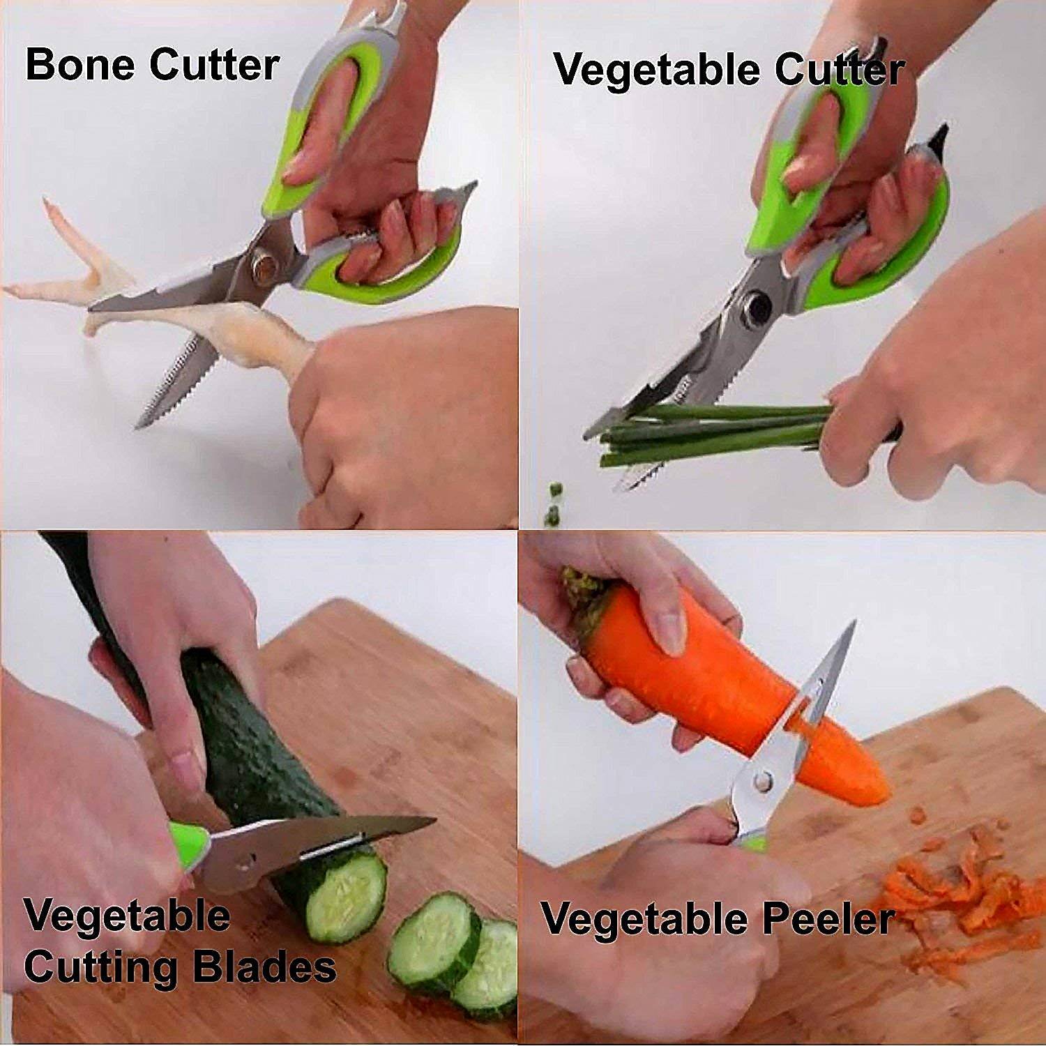 Multi-Purpose Kitchen Shears with Magnetic Holder, Stainless Steel, Red Multifunction Heavy Duty and Kitchen Scissors - jugaad.shop