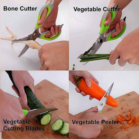 Multi-Purpose Kitchen Shears with Magnetic Holder, Stainless Steel, Red Multifunction Heavy Duty and Kitchen Scissors - jugaad.shop