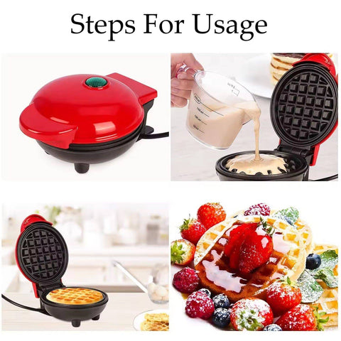 Mini Waffle Maker Machine Waffle Iron Home Appliances Kitchen Gift Easy To Clean, On-Stick Surfaces, Perfect Breakfast, Dessert, Sandwich, Pan Cakes, Paninis / Other Snacks Machine - jugaad.shop