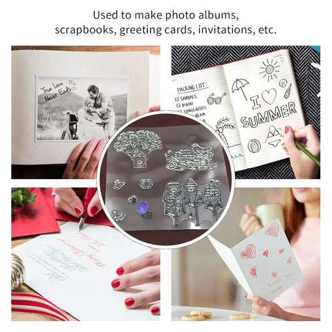 Reusable Rubber Stamp, TPR Stamp DIY Accessories Good Stamping Effect DIY Transparent Stamp Stick Repeatedly for Envelope for Diary for Invitation Letter, Photo Album Decoration for Paper Crafts (Mix Design / 1 Set) - jugaad.shop