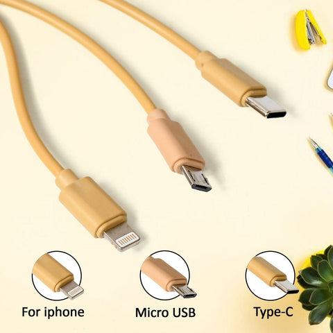 Retractable Charger Charging Cable, Micro USB Cable, 3 in 1, Multi Charging Cable, Compatible with Phone / Type C / Micro Android USB and Other Mobile Devices (1 Pc) - jugaad.shop