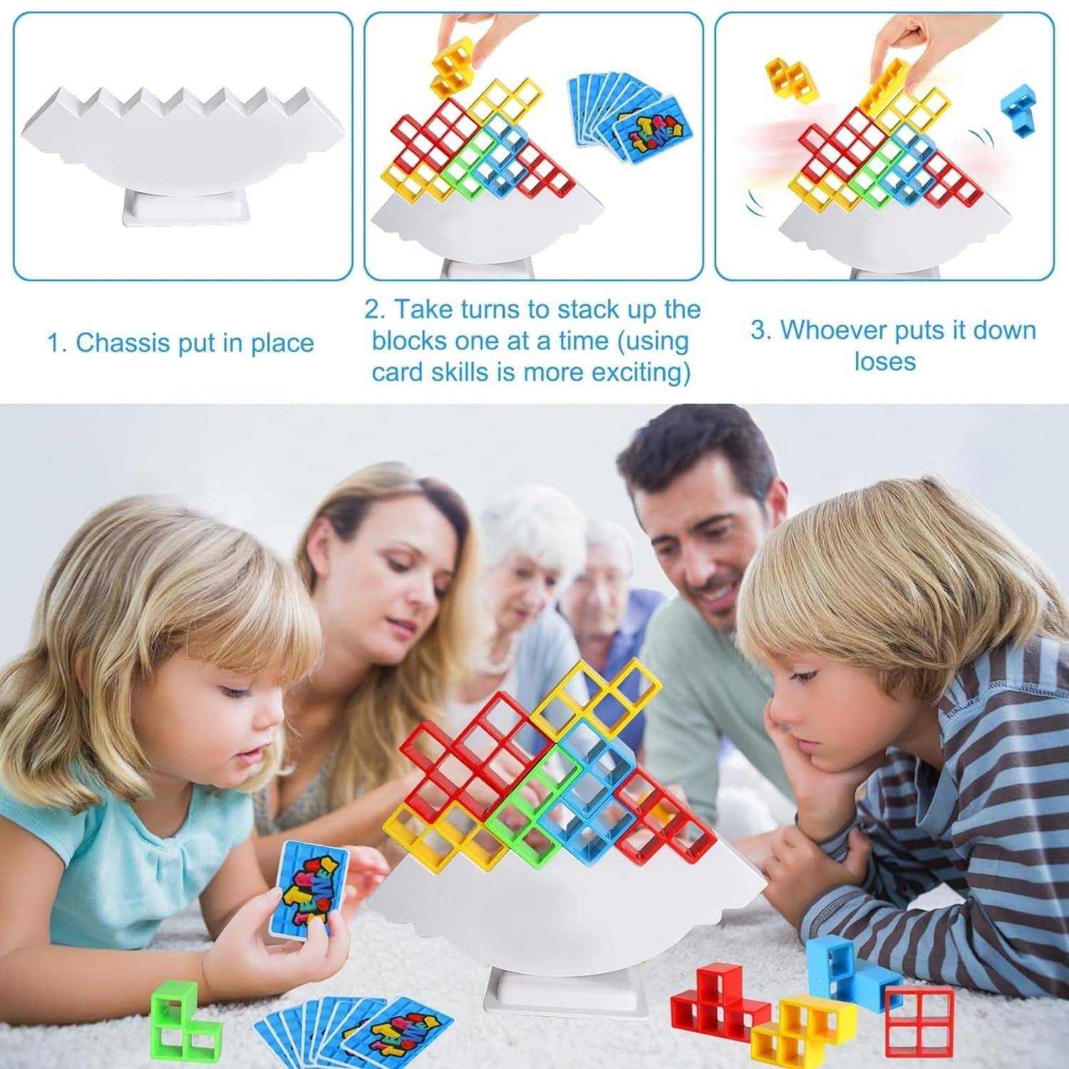 3D Tower Game, Tower Balance Game, Tower Stacking Game Adult Kid Tower Stacking Blocks Balance Game Blocks Building Toys for Kids Age 3+ Years (16 Pcs Set) - jugaad.shop